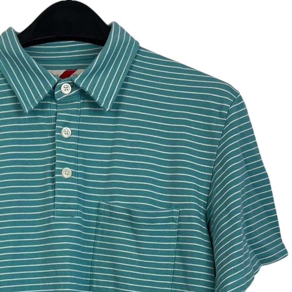 Best‎ Made Co Mens M 100% Supima Cotton Short Sleeve Polo Green White Striped